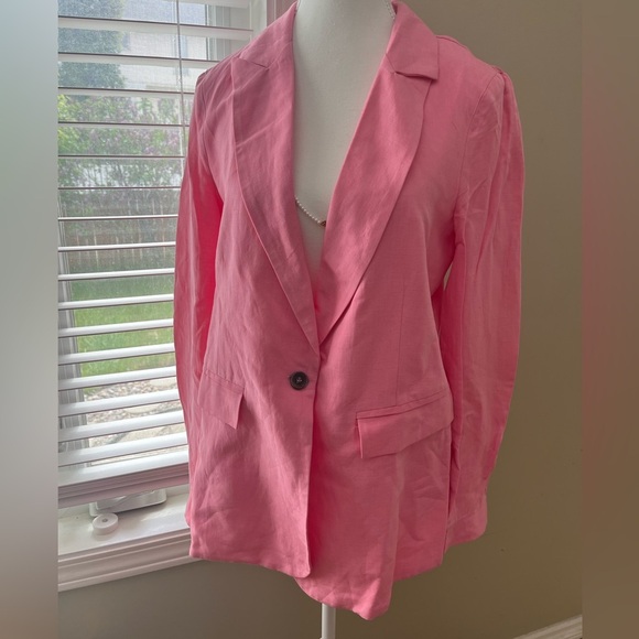 [M/L]Kate By Laltramoda Women's Pink Linen Blend Light Blazer - Picture 1 of 16
